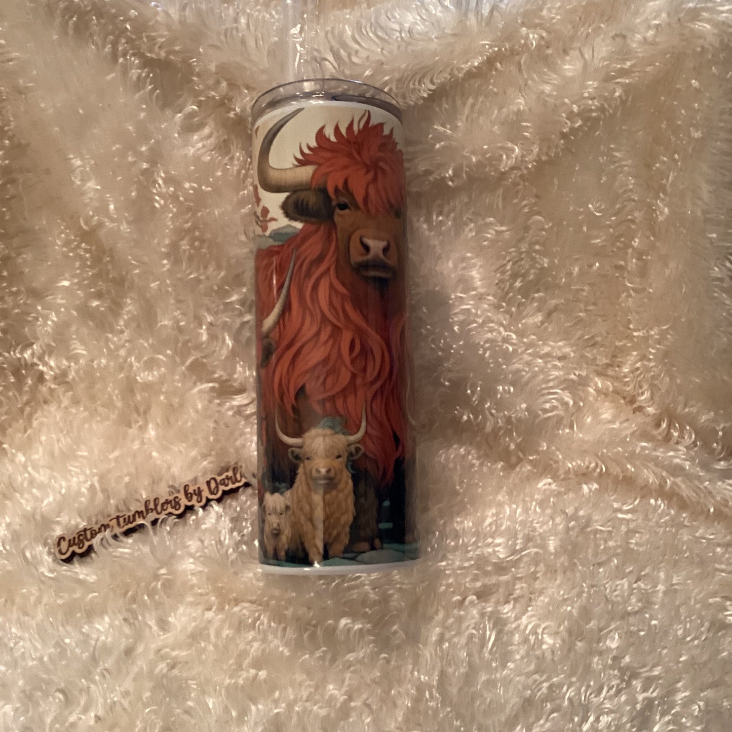 Cute Mom and babies Highland cows